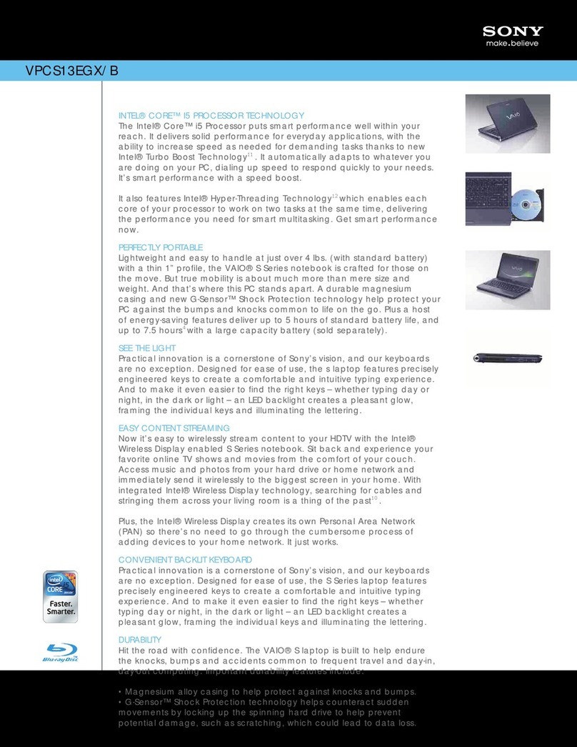 Sony VAIO VPCS13EGX Specifications