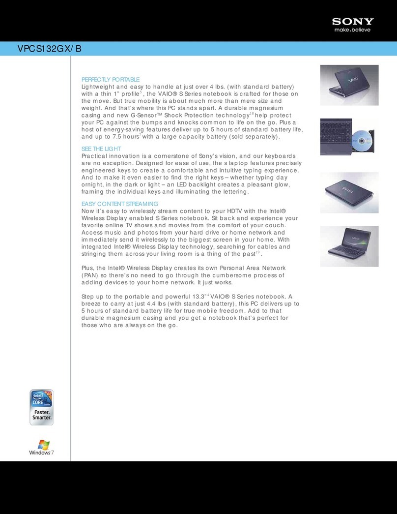 Sony VAIO VPCS132GX Specifications