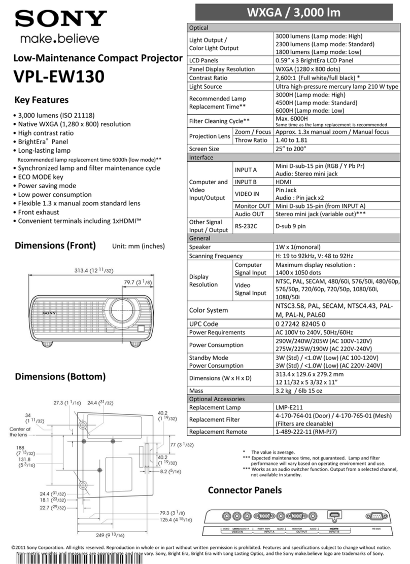 Sony VPL-EW130 Specification sheet