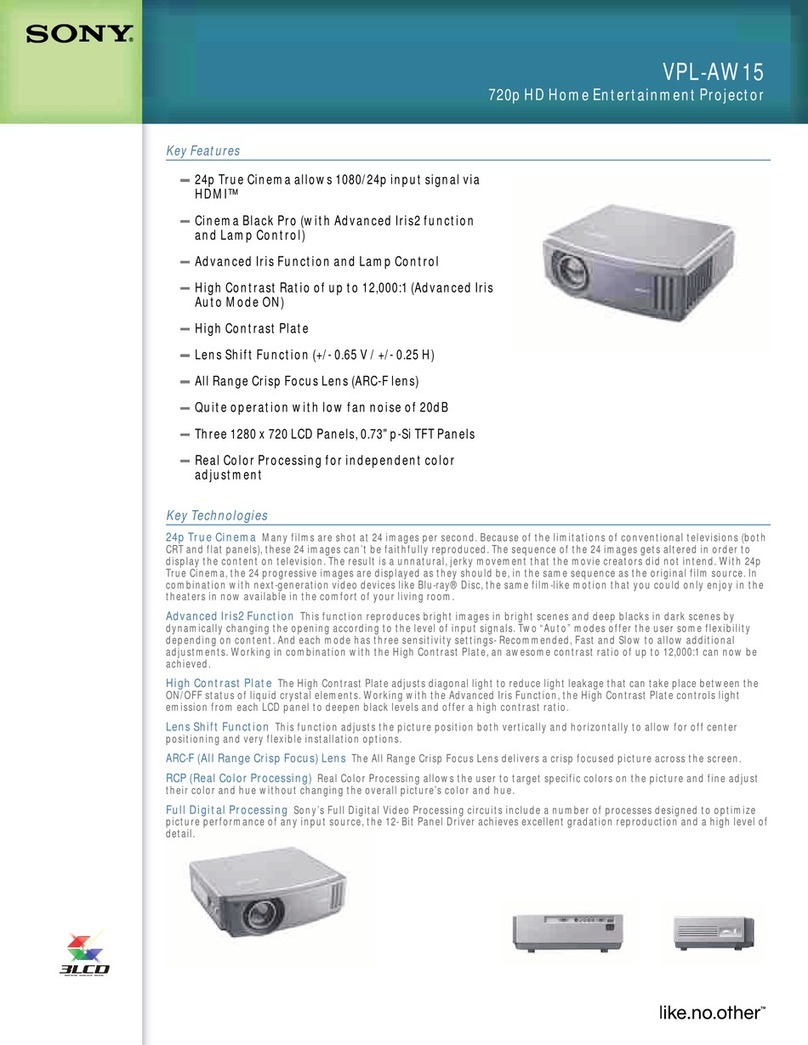Sony BRAVIA HDMI VPL-AW15 Specification sheet