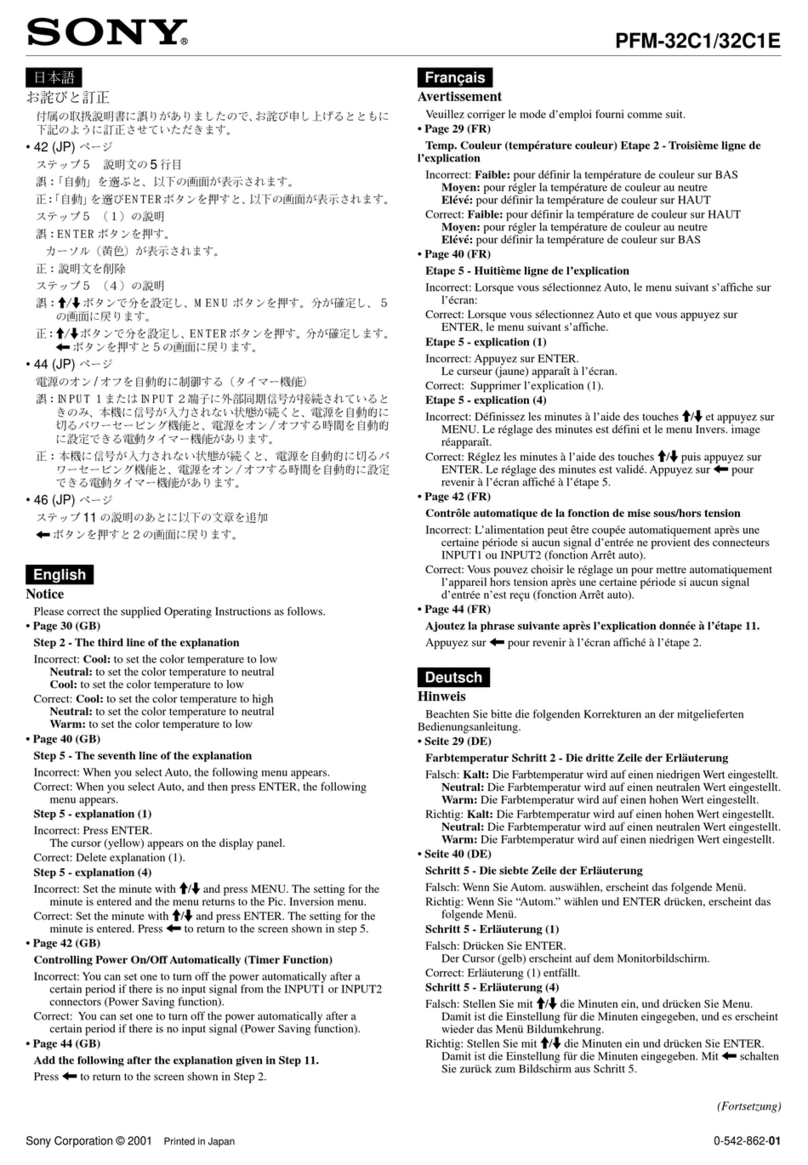 Sony PFM-32C1 Owner's manual Sony PFM-32C1 Owner's manual