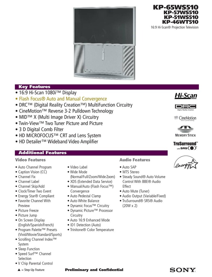Sony KP-65WS510 - 65" 16:9 Hi-scan Projection... User manual