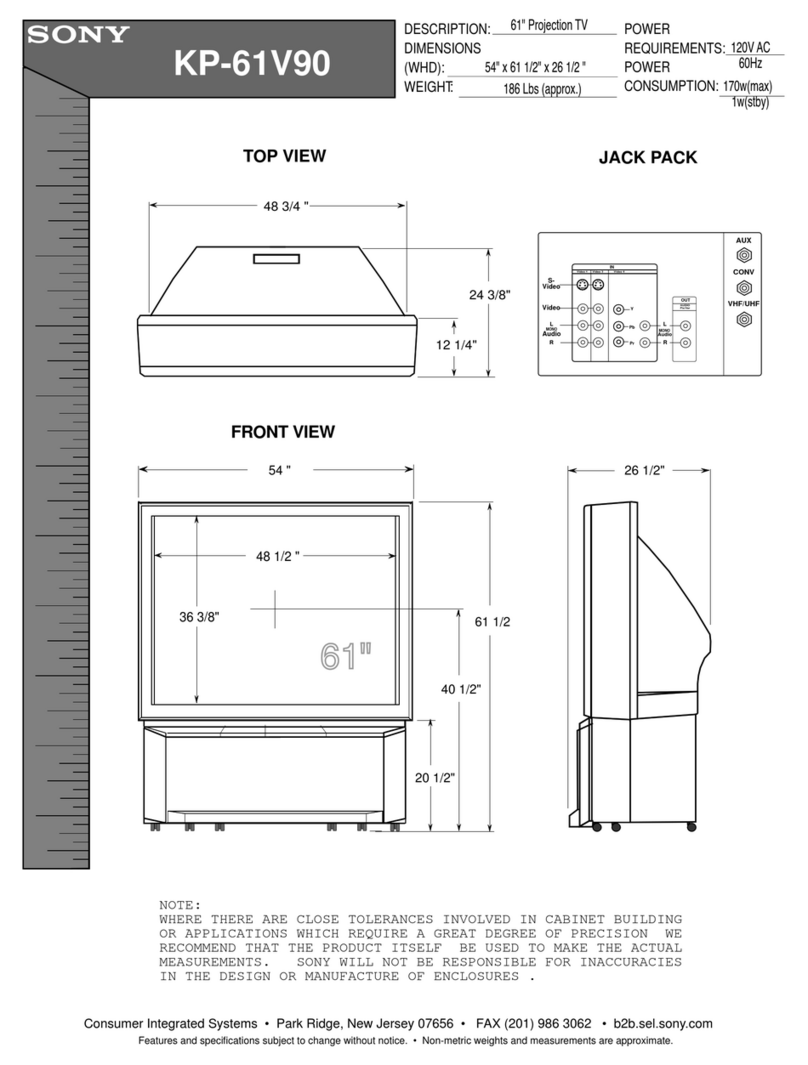 Sony KP-61V90 - 61" Projection Tv User instructions