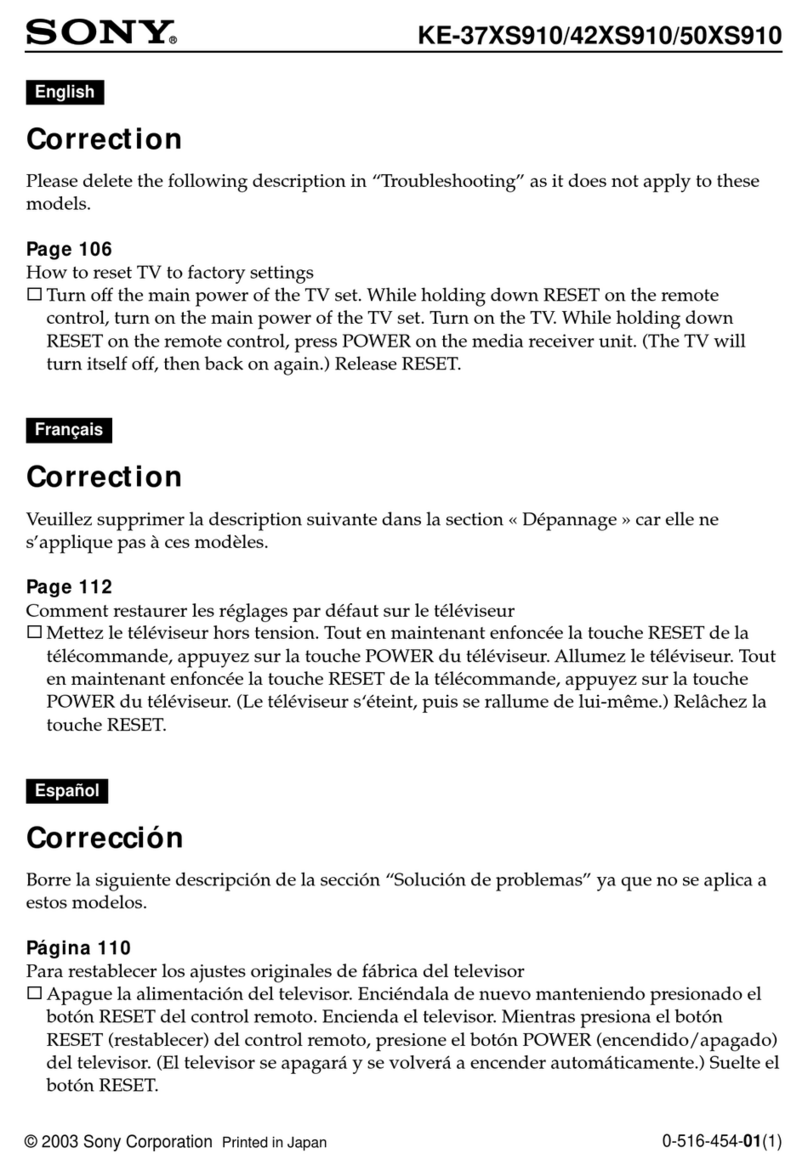 Sony WEGA KE-37XS910 Correction
