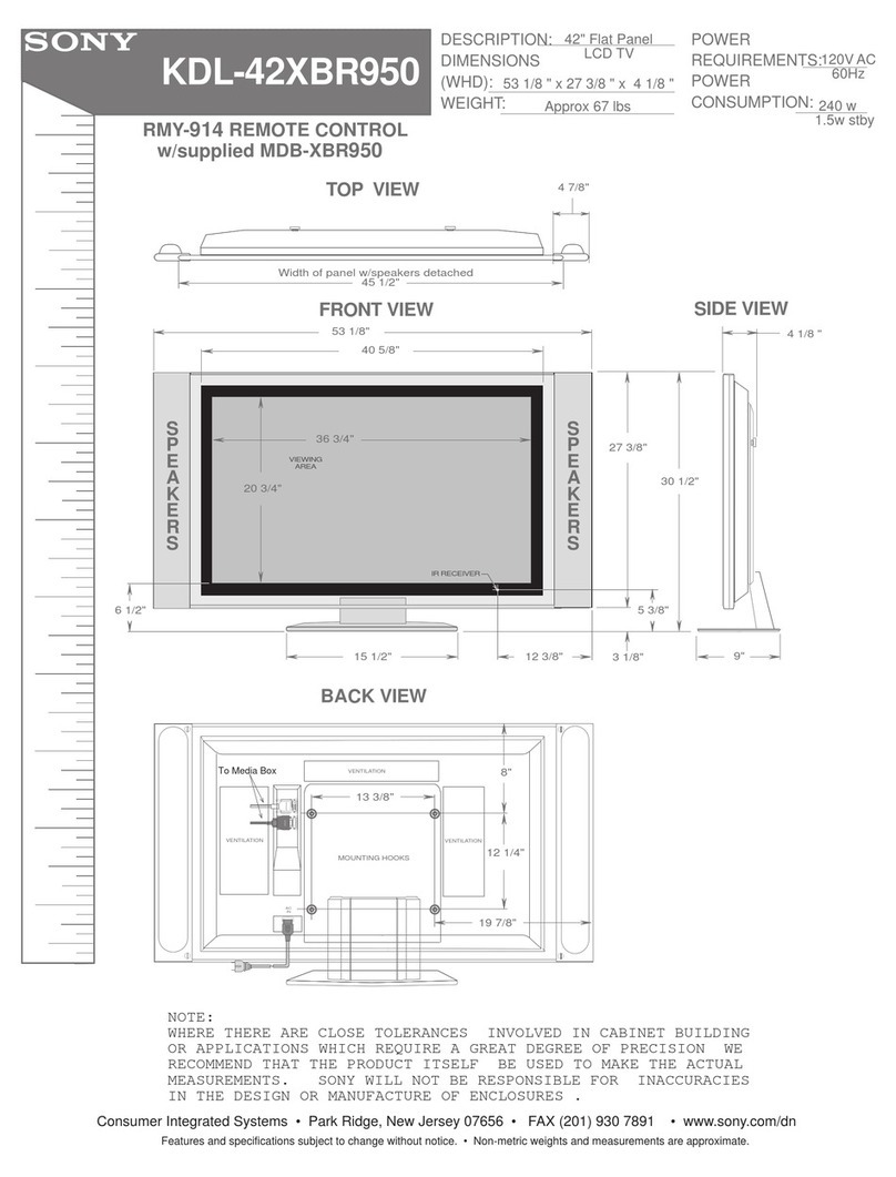 Sony XBR-46HX909 - Lcd Panel For Kdl-42xbr950 Tv User manual