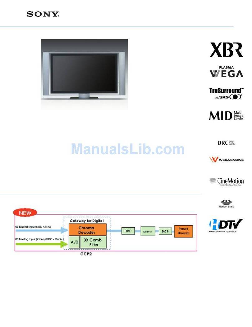 Sony KDE-42XBR950 - 42" Xbr Plasma Wega™ Integrated... User manual