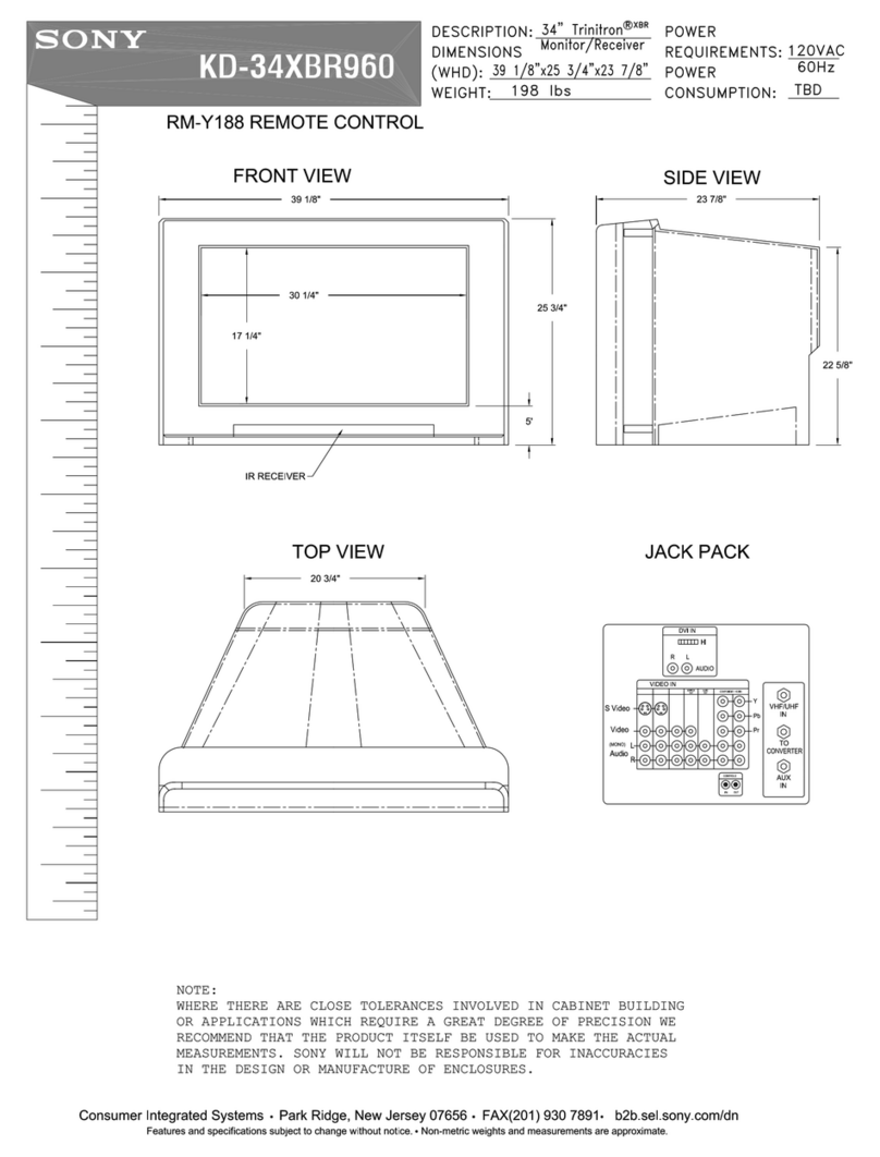 Sony KD-34XBR960N - 34" Xbr Fd Trinitron Wega... Parts list manual