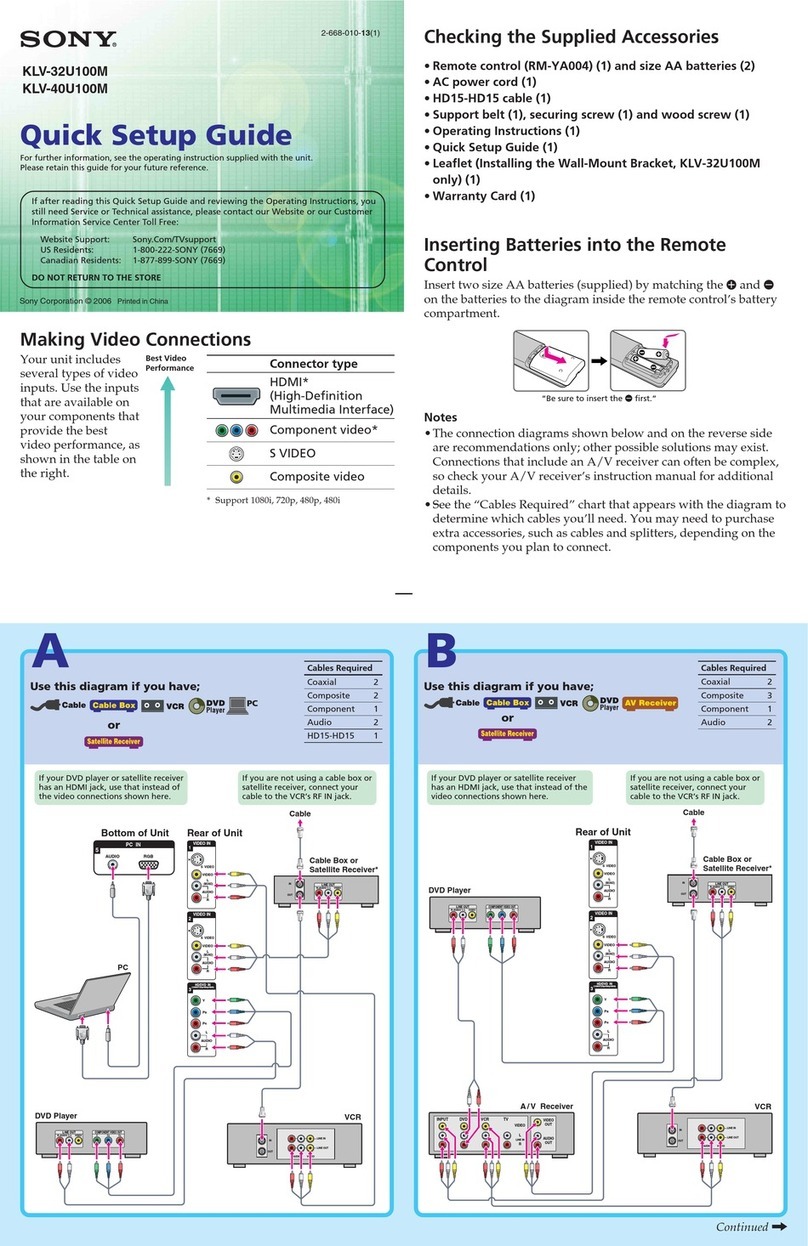 Sony BRAVIA KLV-40U100M User manual
