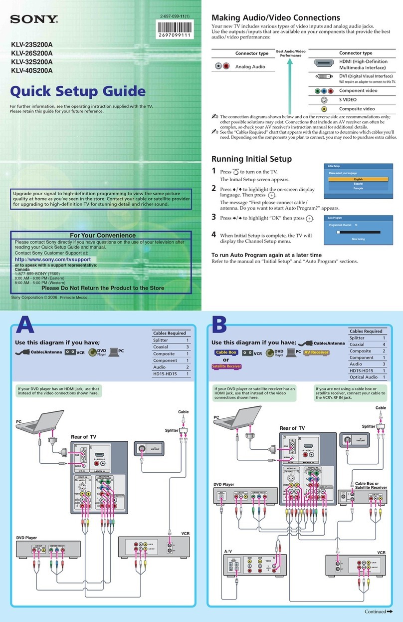 Sony BRAVIA KLV-26S200 User manual Sony BRAVIA KLV-26S200 User manual