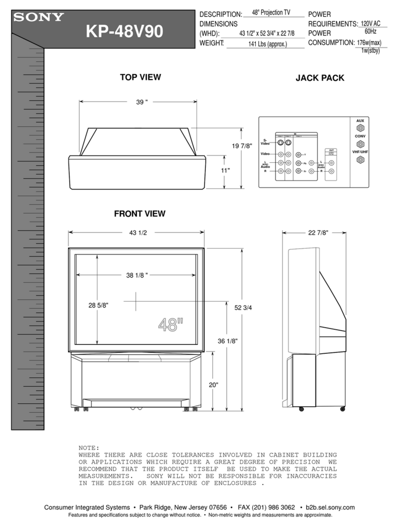 Sony KP-48V90 - 48" Projection Tv User instructions