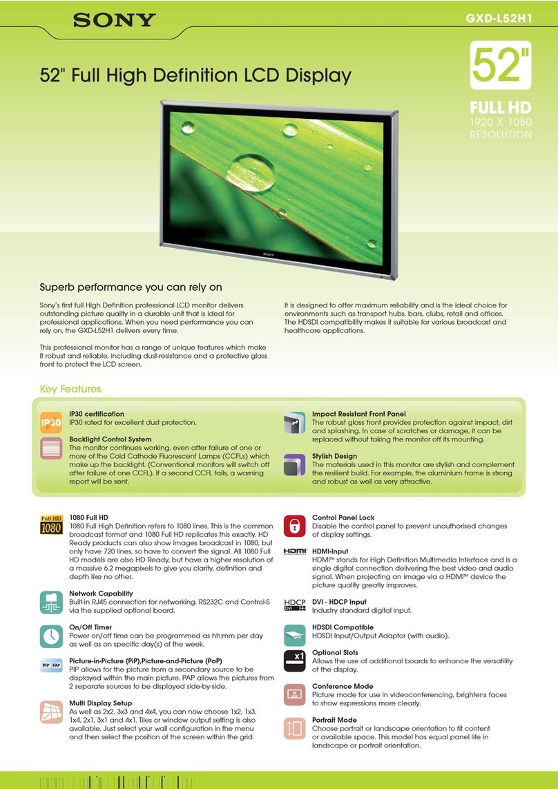 Sony GXDL52H1 - 52" LCD Flat Panel Display User manual