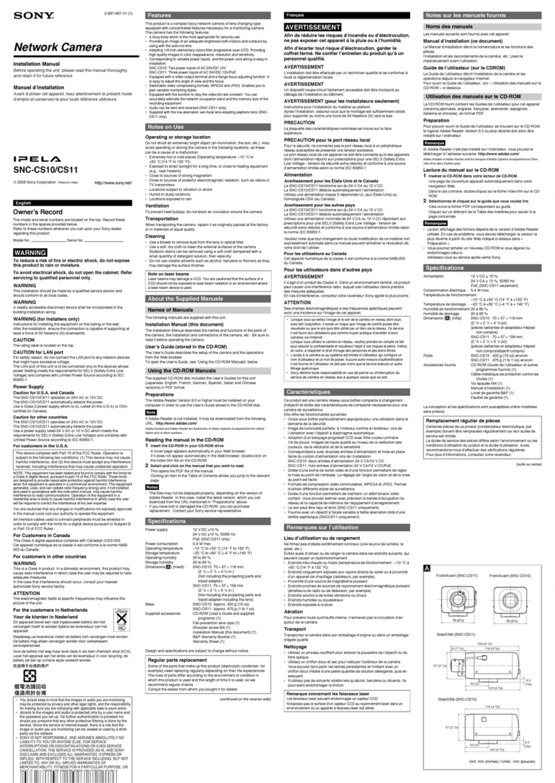 Sony IPELA SNC-CS10 User manual Sony IPELA SNC-CS10 User manual
