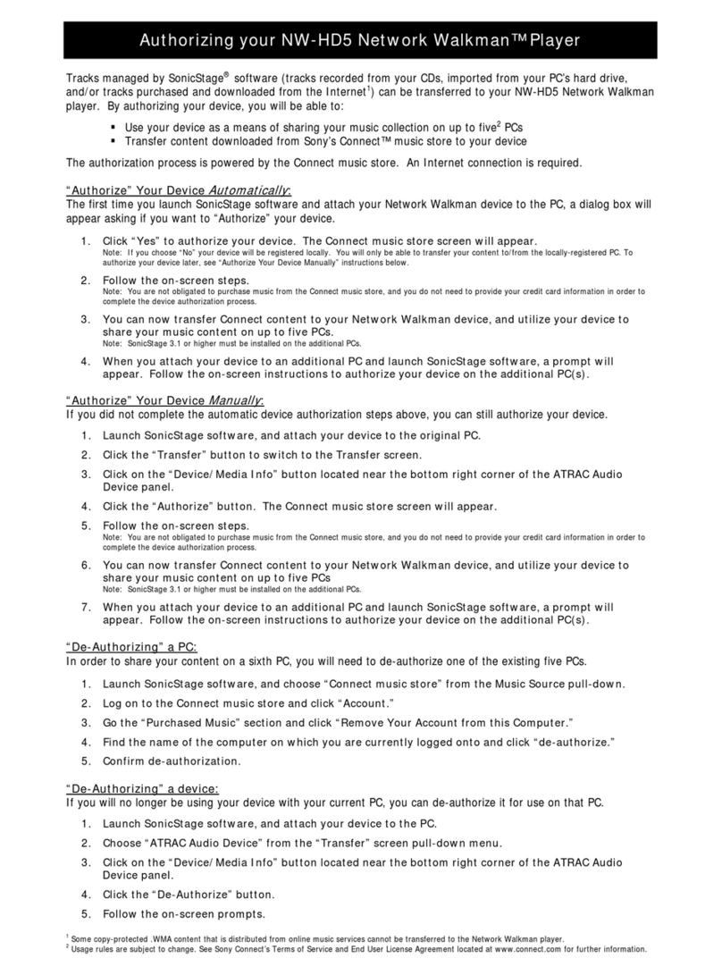 Sony NW-HD5 Operating Instructions (English) Authorizing guide