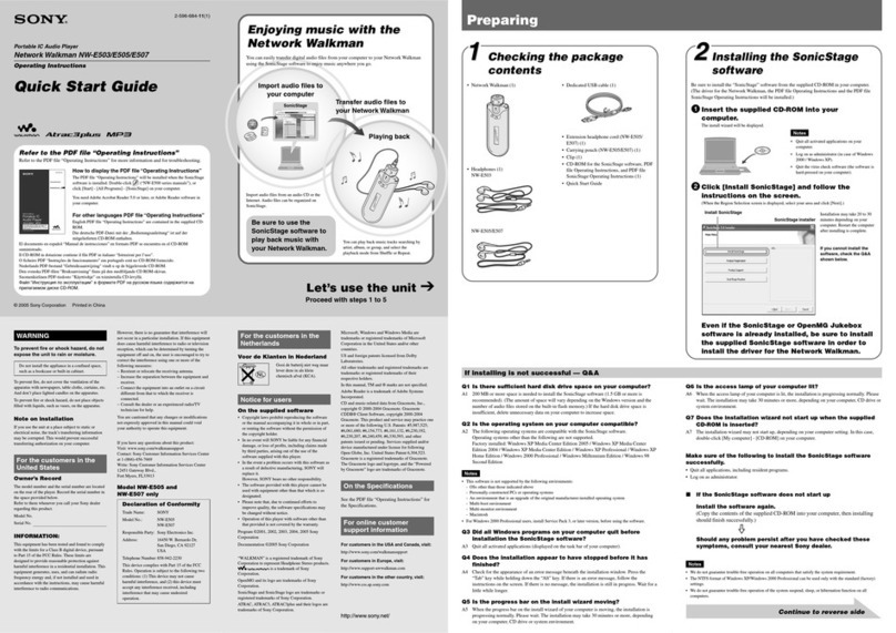 Sony Walkman NW-E503 User manual