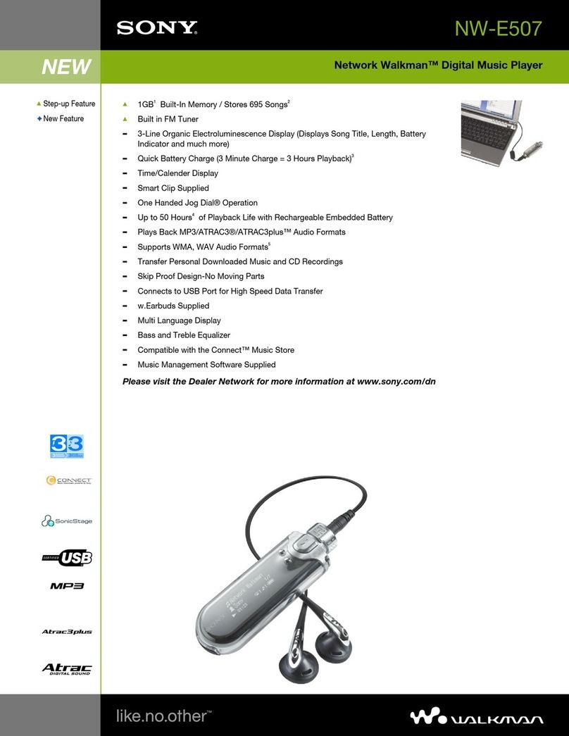 Sony NW-E507 - Network Walkman 1 GB Digital Music... User manual
