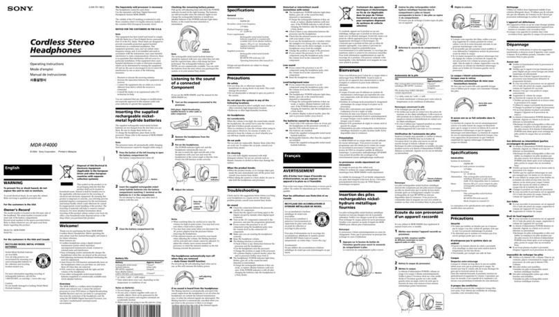 Sony MDR-IF4000 operating instructions
