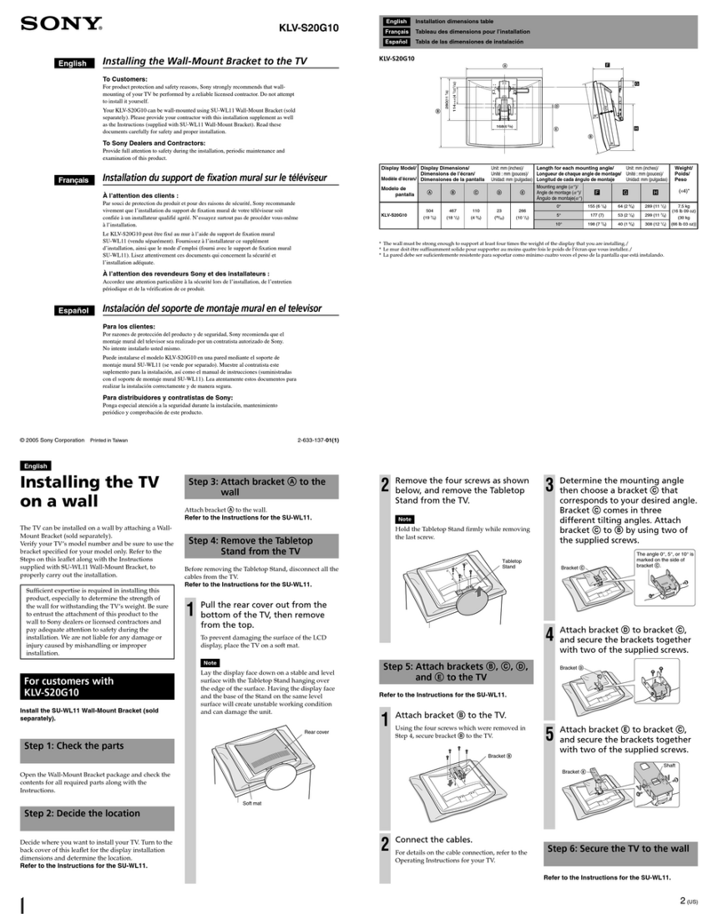 Sony WEGA KLV-S20G10 Manual
