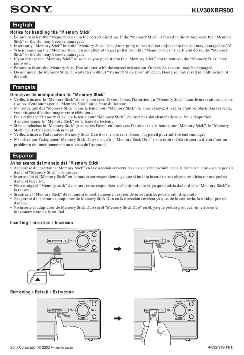 Sony WEGA KLV-30XBR900 Instruction Manual