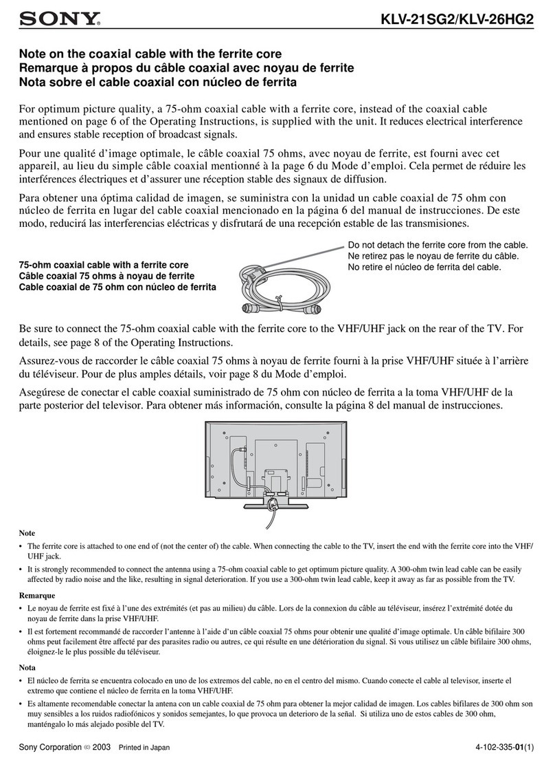 Sony WEGA KLV 21SG2 Instruction Manual