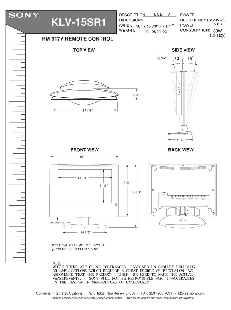 Sony WEGA KLV 15SR1 Dimensions