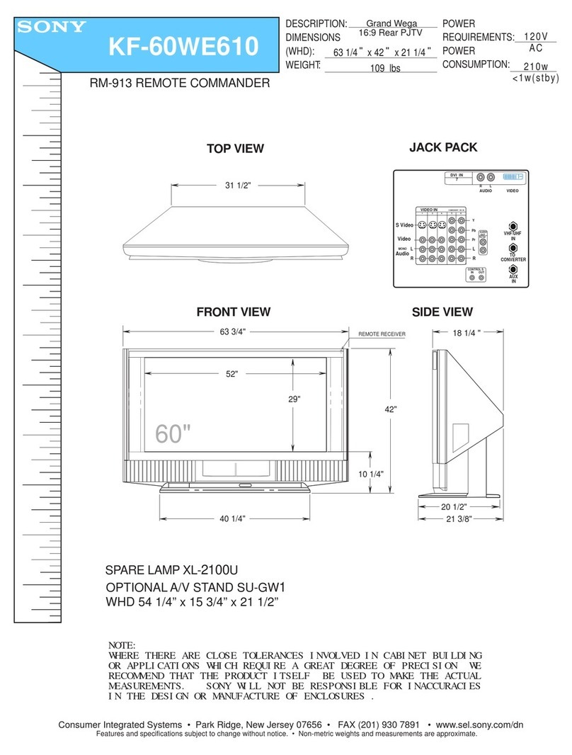 Sony KF-60WE610 - 60" Grand Wega™ Rear Projection... User manual
