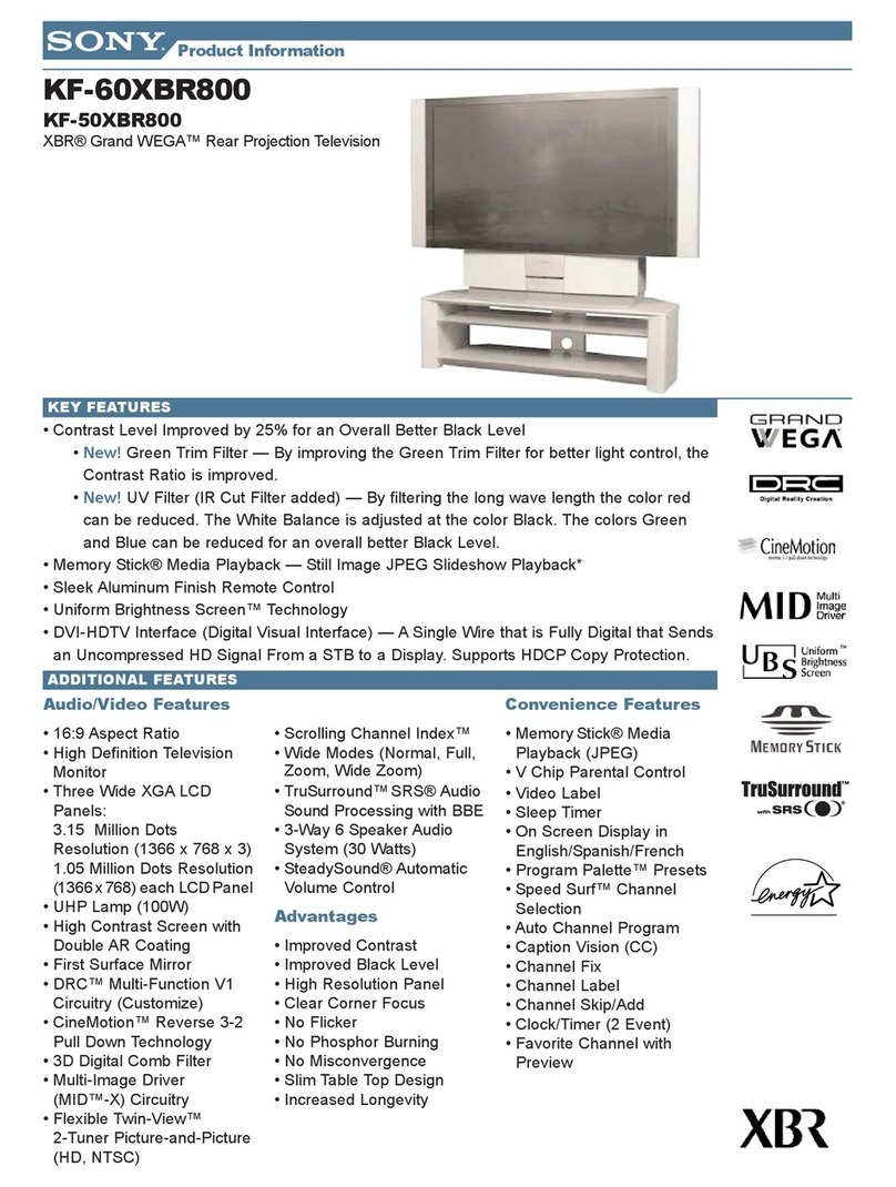 Sony XBR Grand WEGA KF-50XBR800 User manual