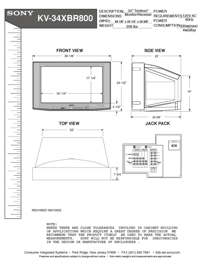 Sony KV-34XBR800 Specifications