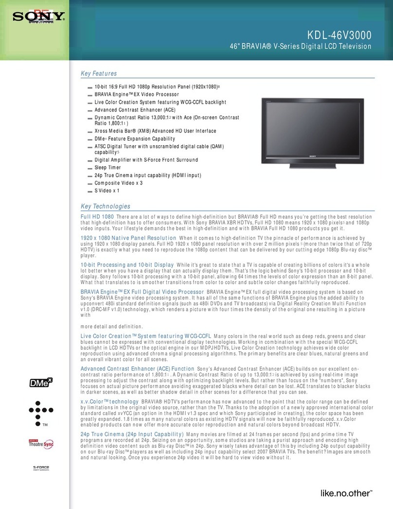Sony BRAVIA KDL-46V3000 User manual