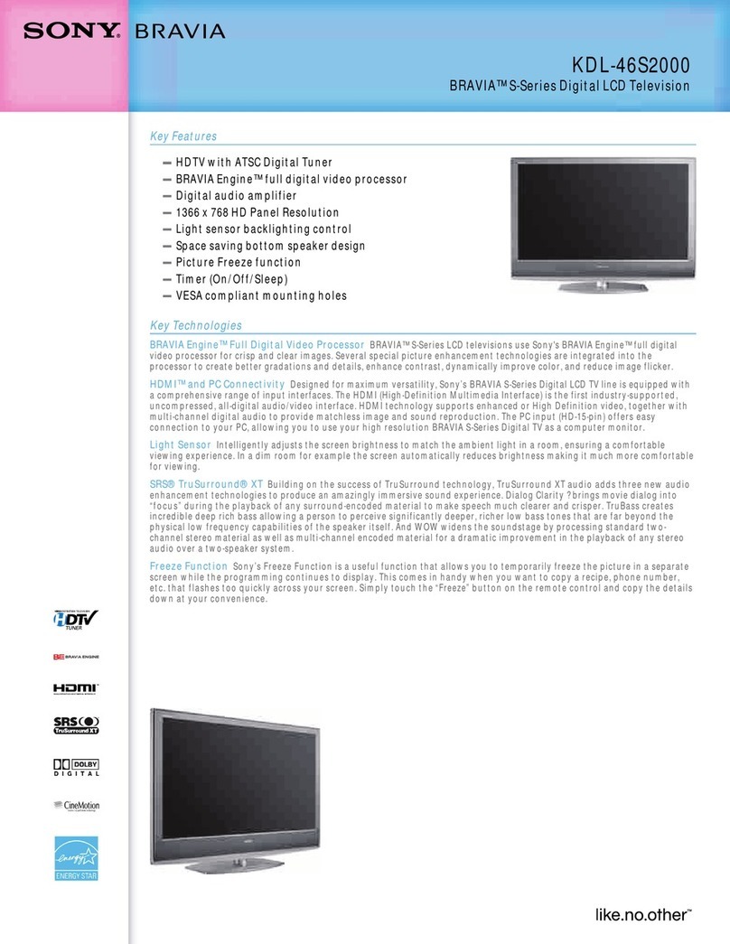 Sony Bravia KDL-46S2000 User manual