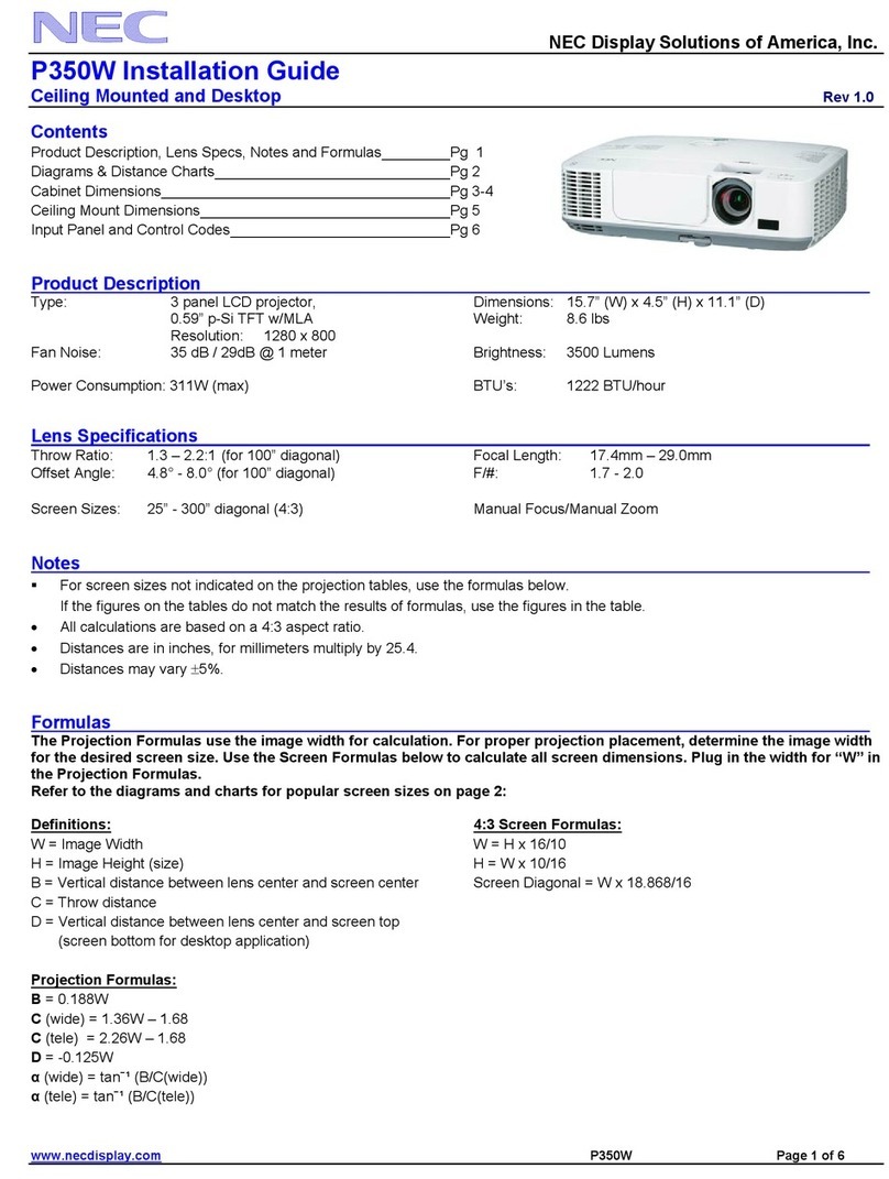 NEC NP-P350W installation guide