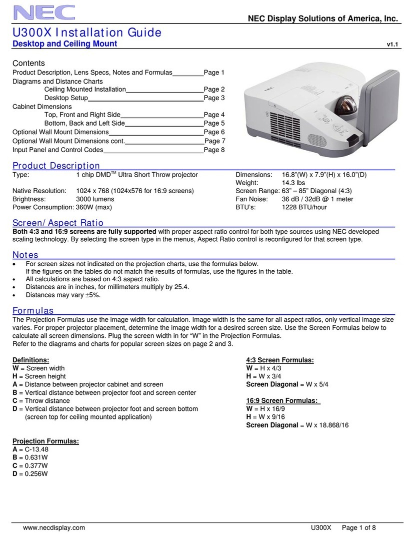 NEC NP-U300X Series installation guide