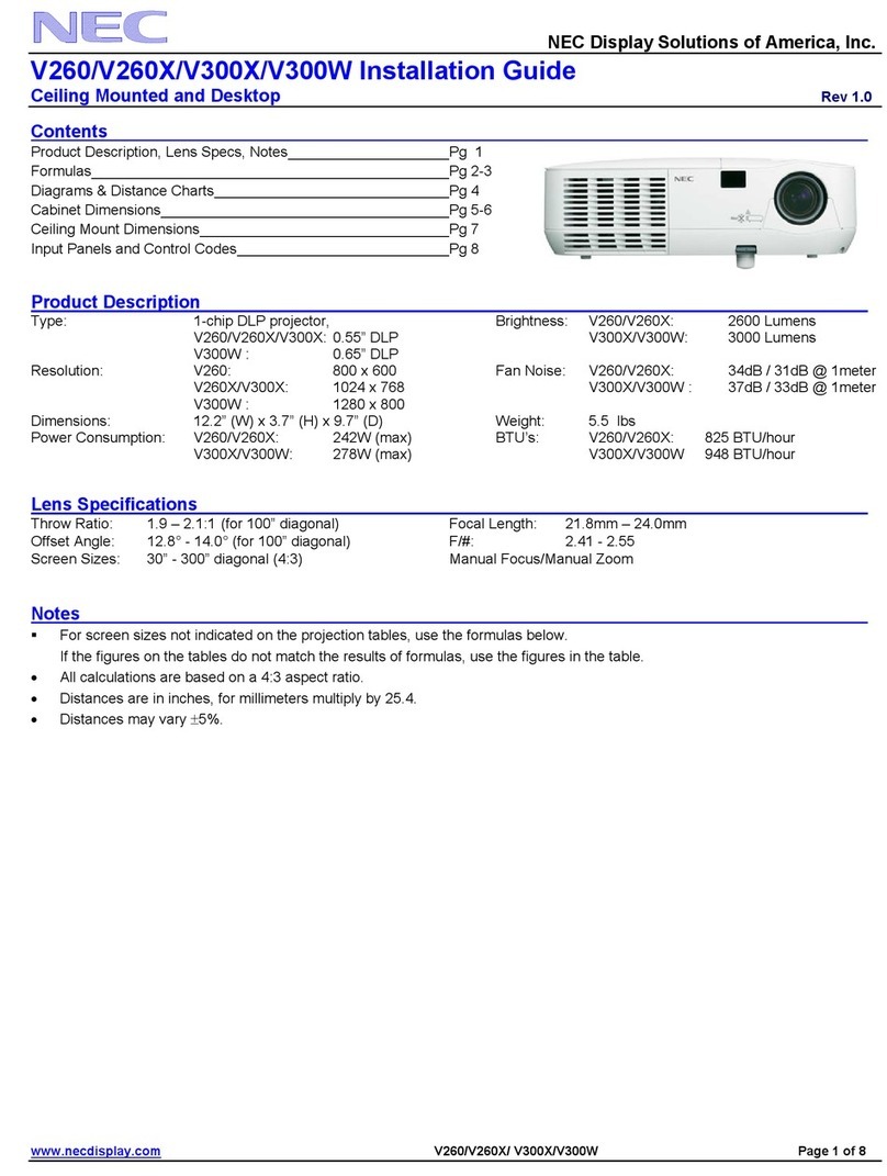 NEC NP-V300W installation guide