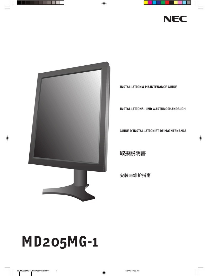 NEC MD205MG-1 - MultiSync - 20.1" LCD Monitor Operating and safety instructions