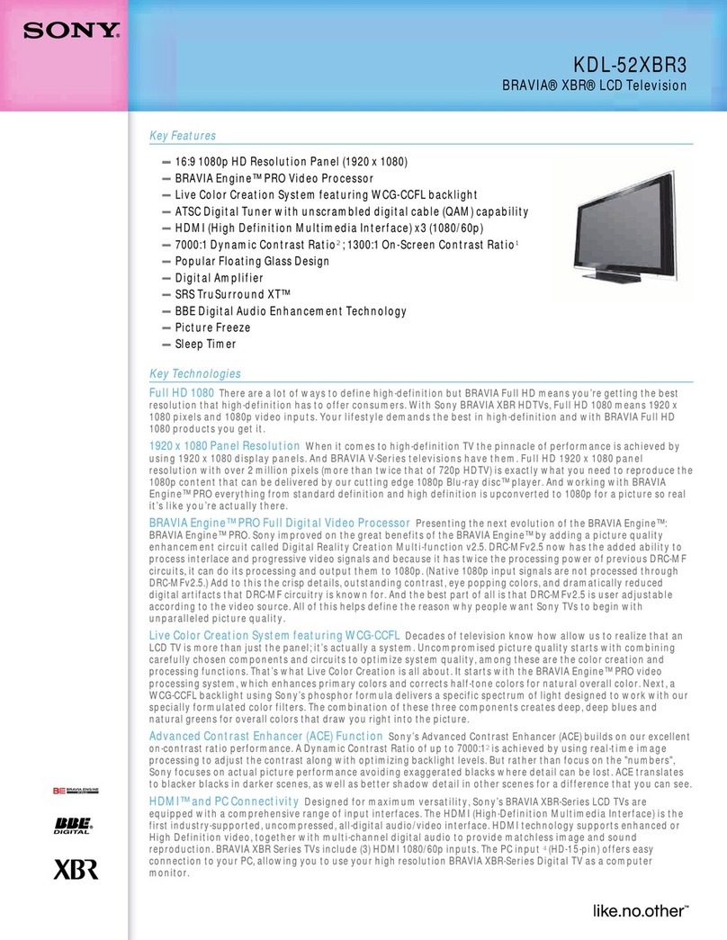 Sony BRAVIA KDL-52XBR3 User manual