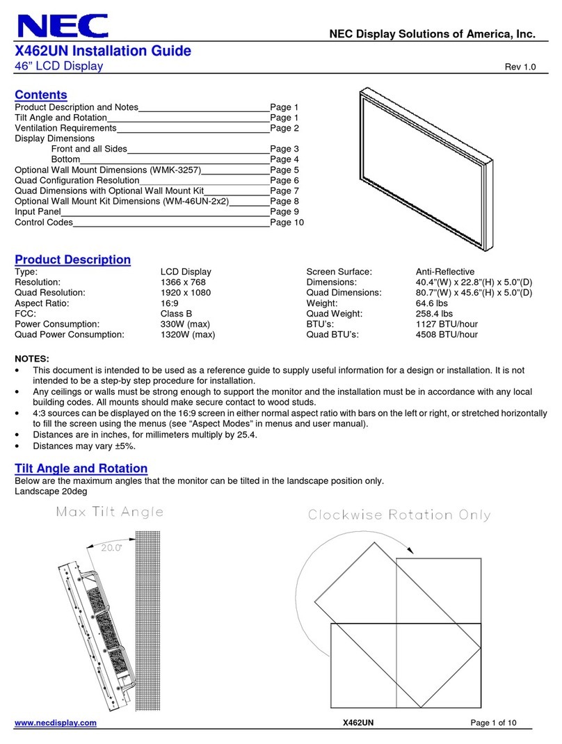NEC MultiSync X462UN User manual