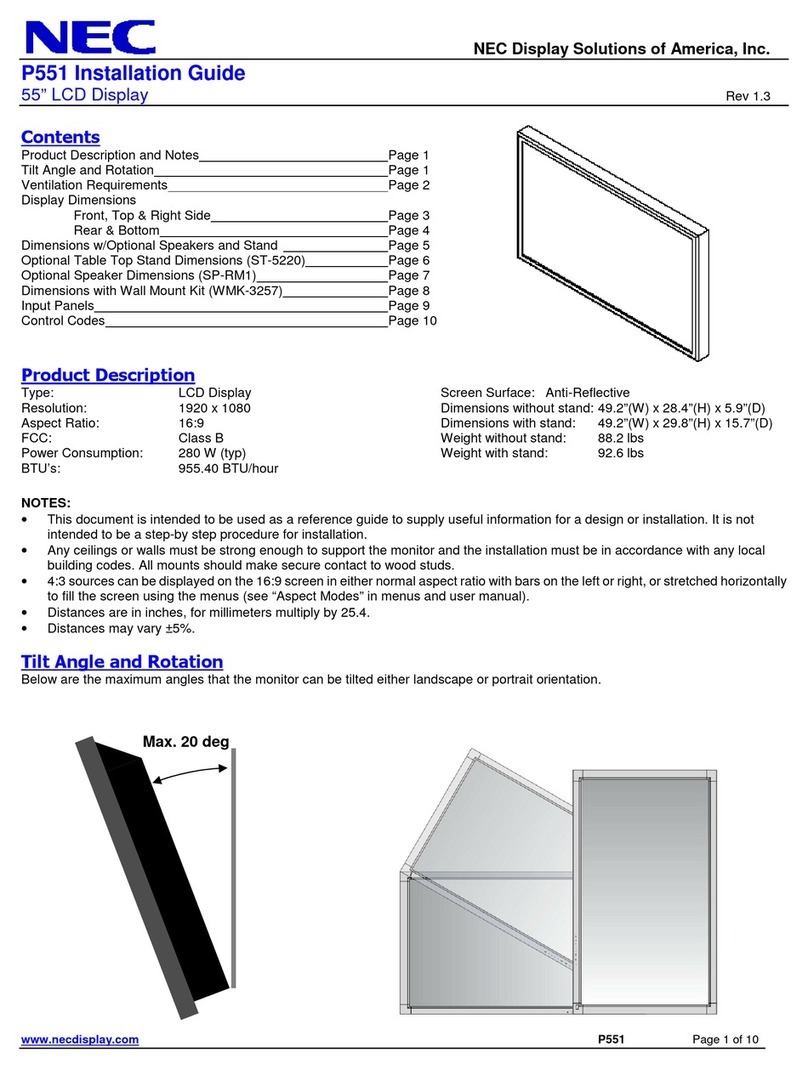NEC MultiSync P551 User manual