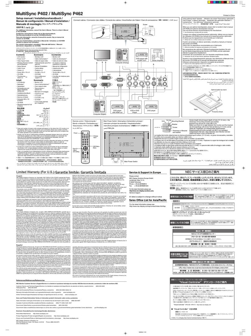 NEC MultiSync P402 User guide
