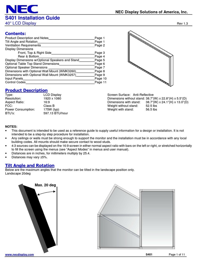 NEC S401-AVT installation guide