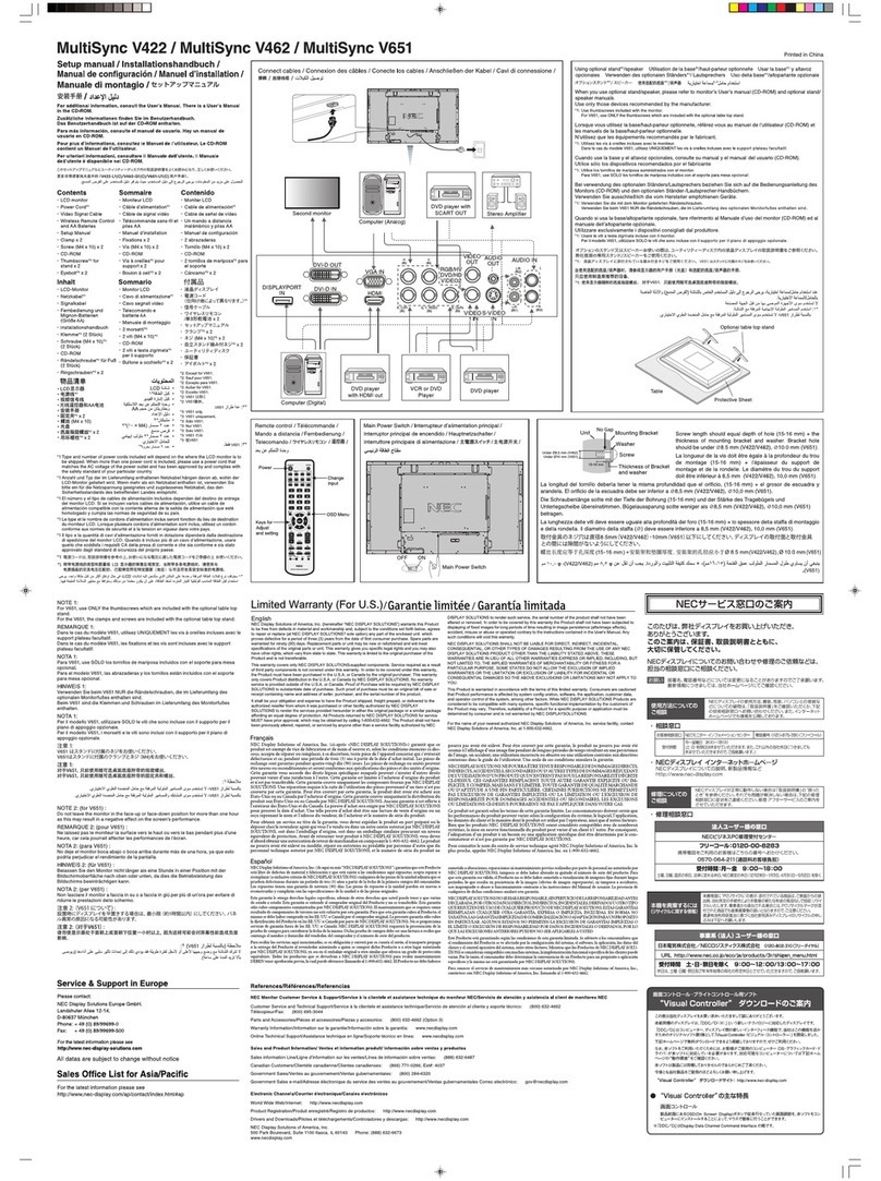 NEC MultiSync V422 User guide