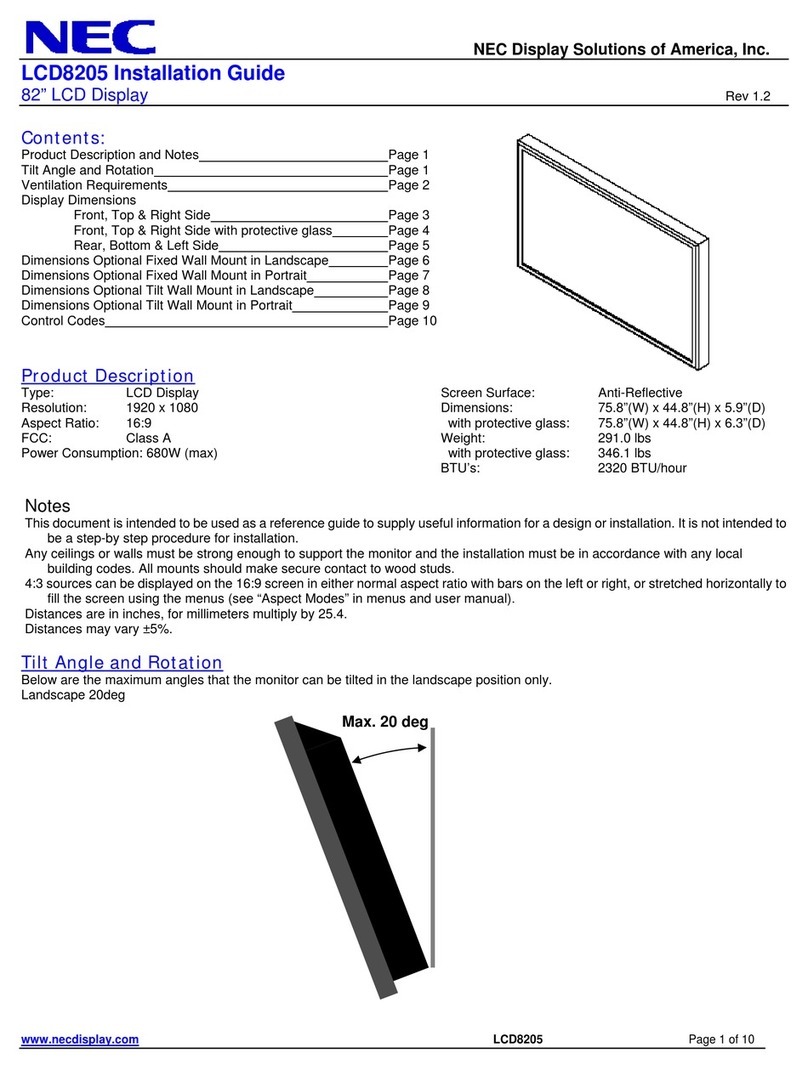 NEC LCD8205 - MultiSync - 82" LCD Flat Panel... User manual NEC LCD8205 - MultiSync - 82" LCD Flat Panel... User manual