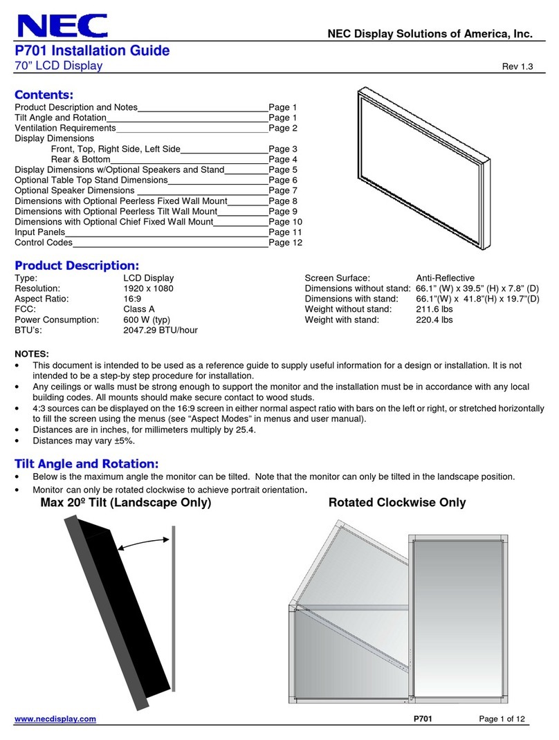 NEC MultiSync P701 User manual