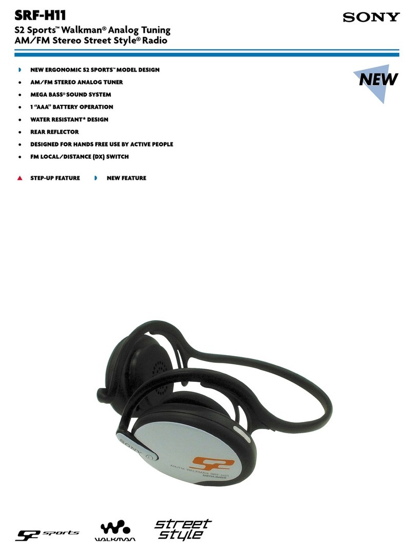Sony S2 Sports Walkman SRF-H11 Specifications