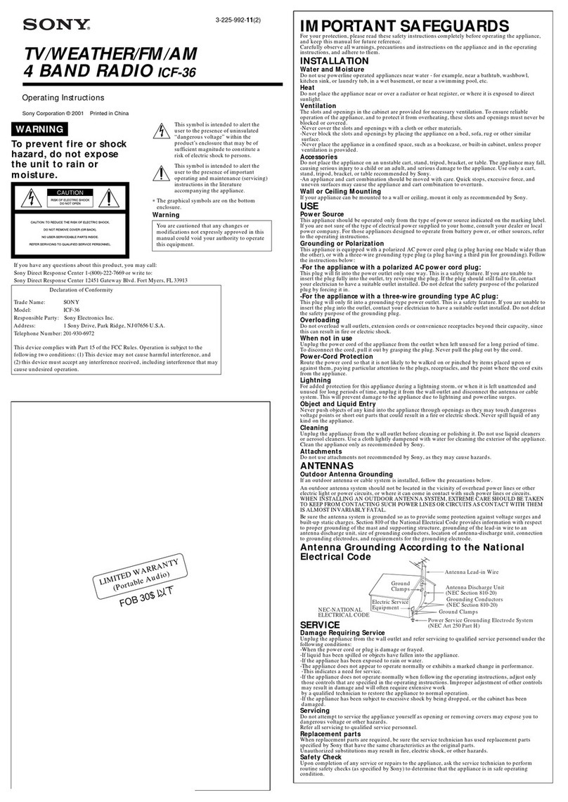 Sony ICF-36 operating instructions Sony ICF-36 operating instructions