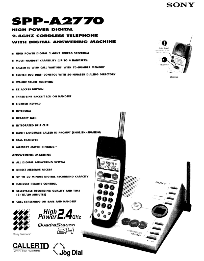Sony SPP-A2770 - 2.4ghz Cordless Telephone Specifications
