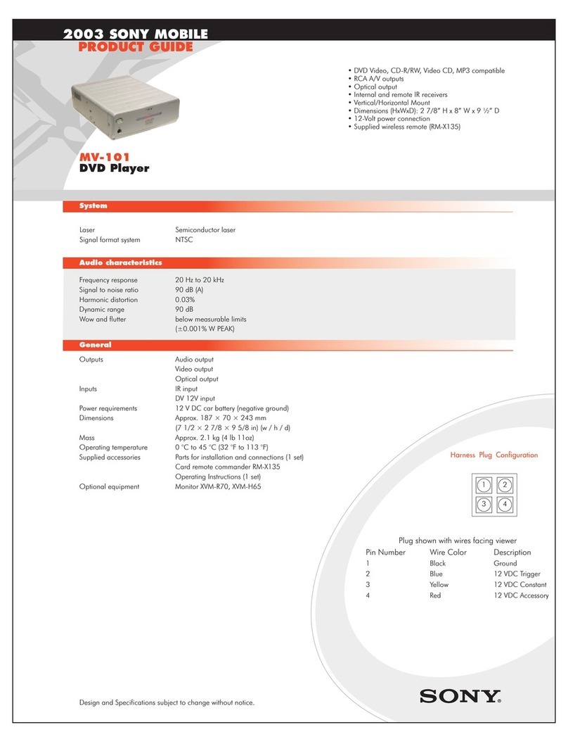 Sony MV-101 - Mobile Dvd Product guide