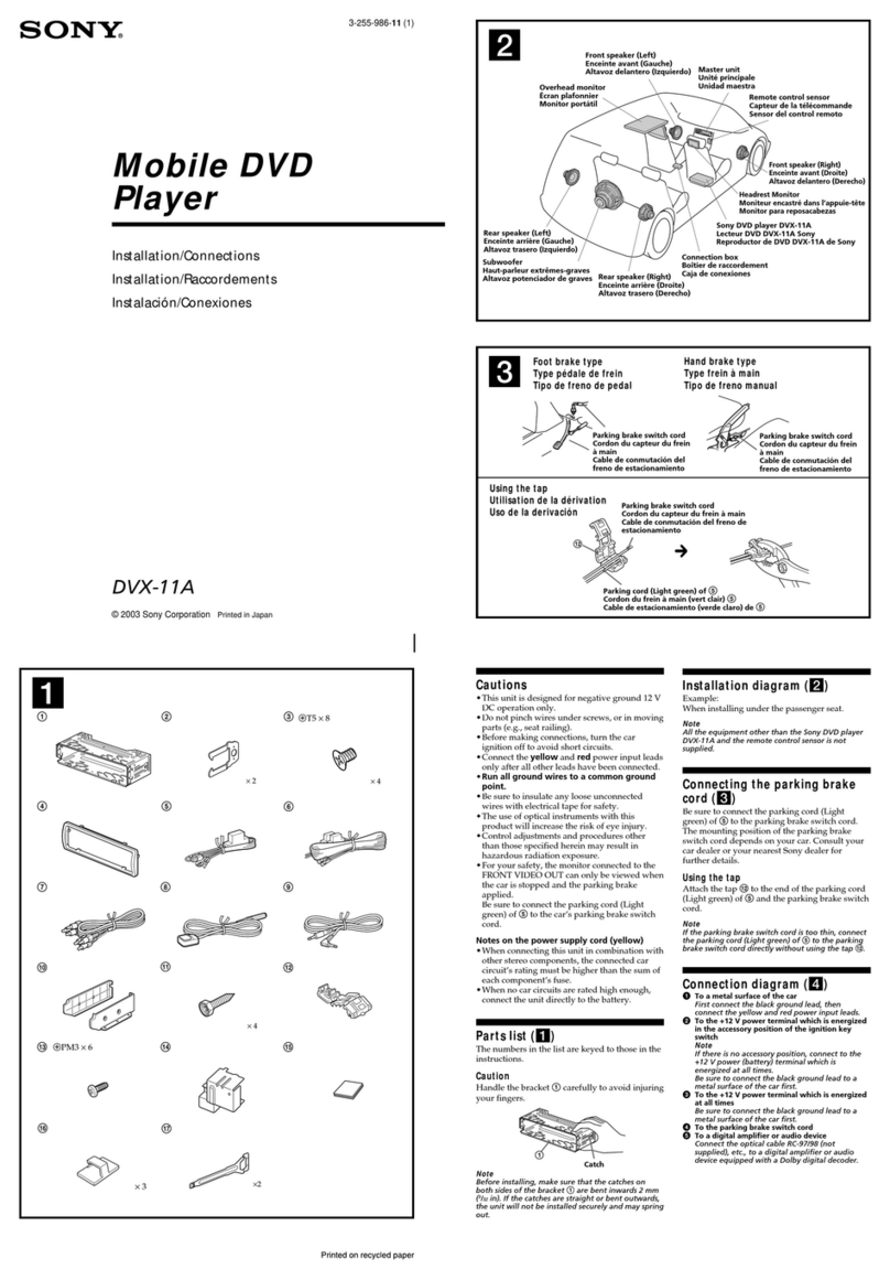 Sony DVX-11A - Car Mp3/dvd/cd Single Player Product guide