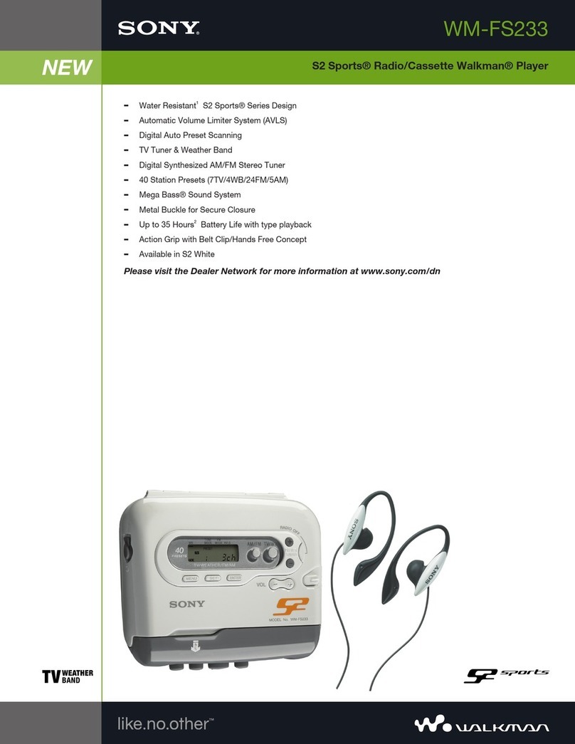 Sony S2 Sports Walkman WM-FS233 User manual