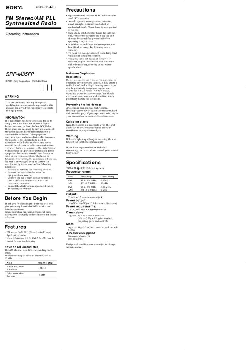 Sony Walkman SRF-M35FP operating instructions
