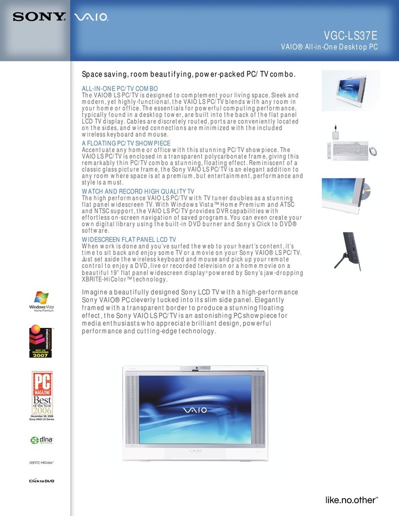 Sony VGC-LS37E - Vaio All-in-one Desktop Computer User manual