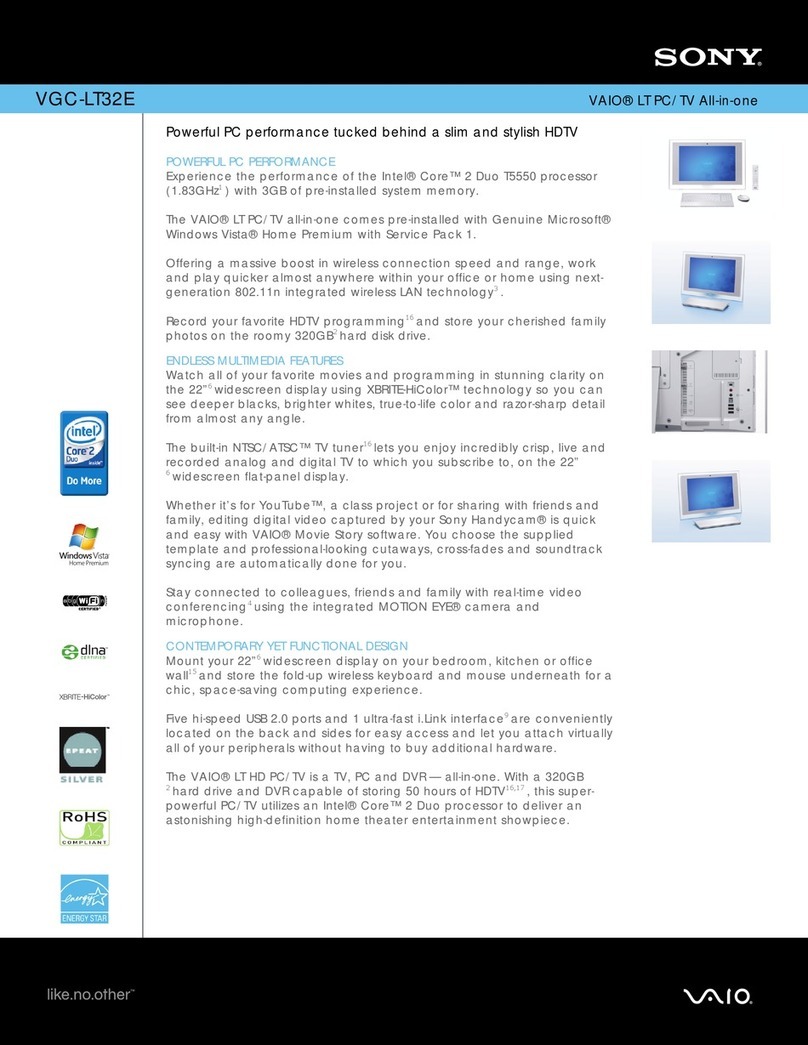 Sony VGC-LT32E - Vaio All-in-one Desktop Computer User manual
